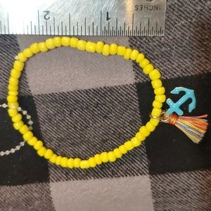 6/$10 ⚓ Yellow beaded anchor tassle bracelet ⚓